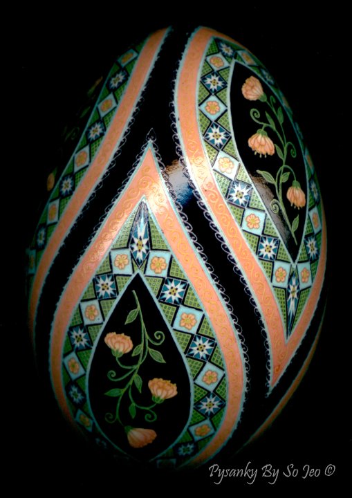 Peach Posy Ukrianian Easter Egg Pysanky By So Jeo